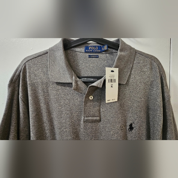 Polo Ralph Lauren Classic Fit Polo Shirt Heather Grey Men's Size Medium - Picture 12 of 15